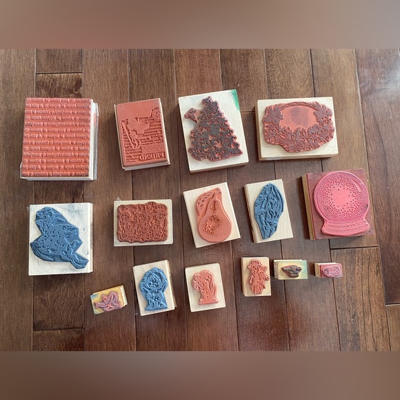 Assorted Wood mount Rubber Stamps. Crafting stamps New & Used - Picture 3 of 14